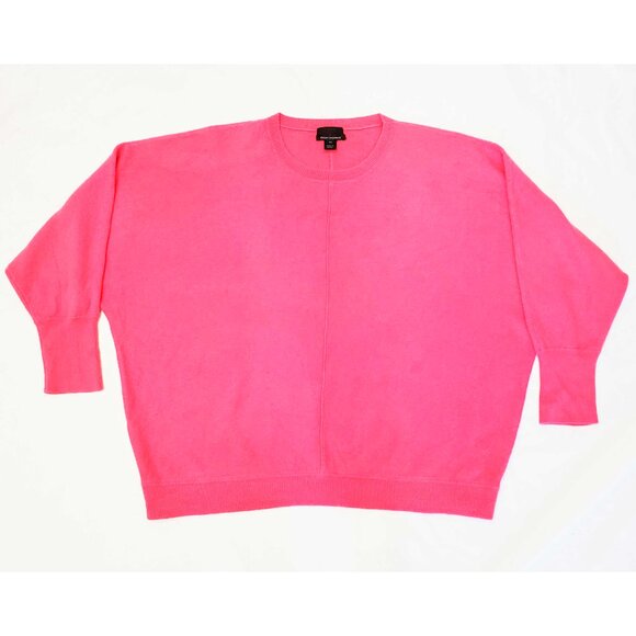 J. Crew Womens 100% Italian Cashmere Crew Neck Batwing Sweater Vivid Pink XL - Picture 2 of 10